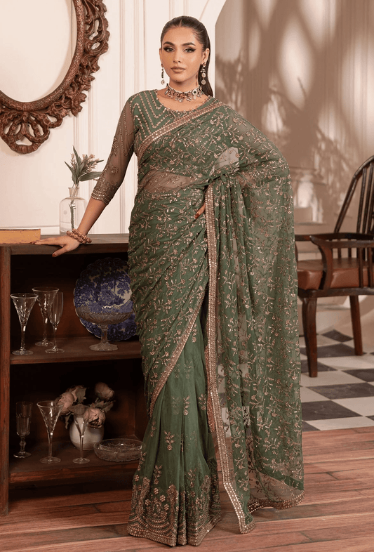 Inayat By Zarif Wedding Formals Embroidered Net Unstitched Saree 04 SHABAB