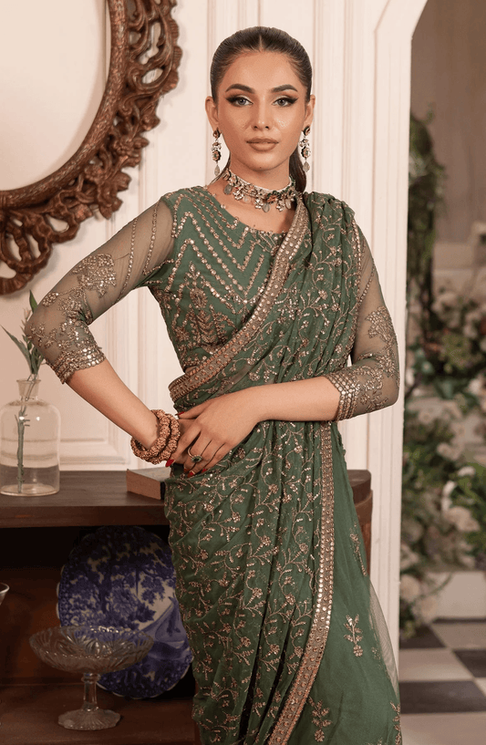 Inayat By Zarif Wedding Formals Embroidered Net Unstitched Saree 04 SHABAB