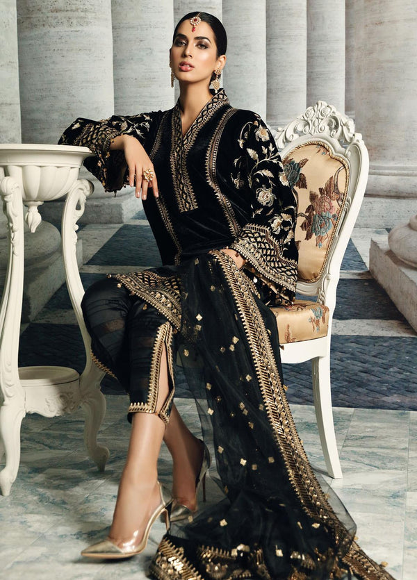 Velour De Luxe by Anaya Embroidered Velvet Unstitched 3 Piece Suit AKC20VL 04 CELIA - Winter Collection