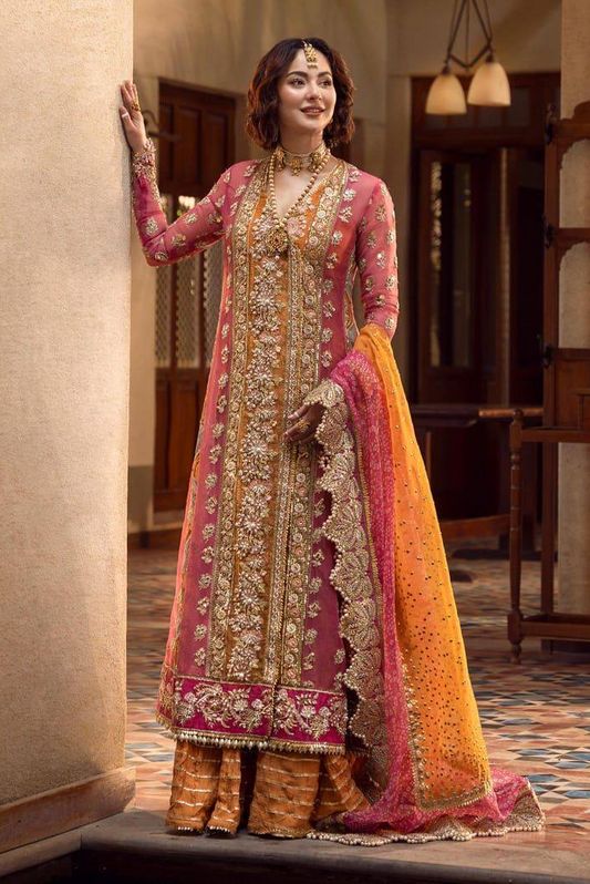 CRIMSON AIK JHALAK WEDDING FESTIVE Hand Made Unstitched Collection MEHNDI GALORE