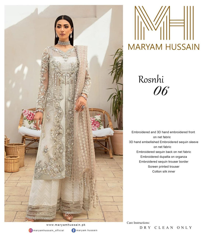 Maryam Hussain Rosnhi Luxury Formal Marwa Unstitched Chapter2 MFC2-06 By Nimra Khan