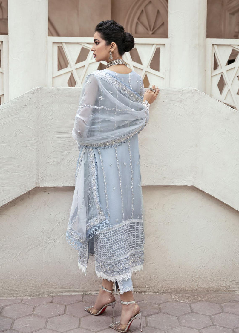 Mushq Luxury Organza Embroidered  3 Piece Unstitched Suit DEW DROP