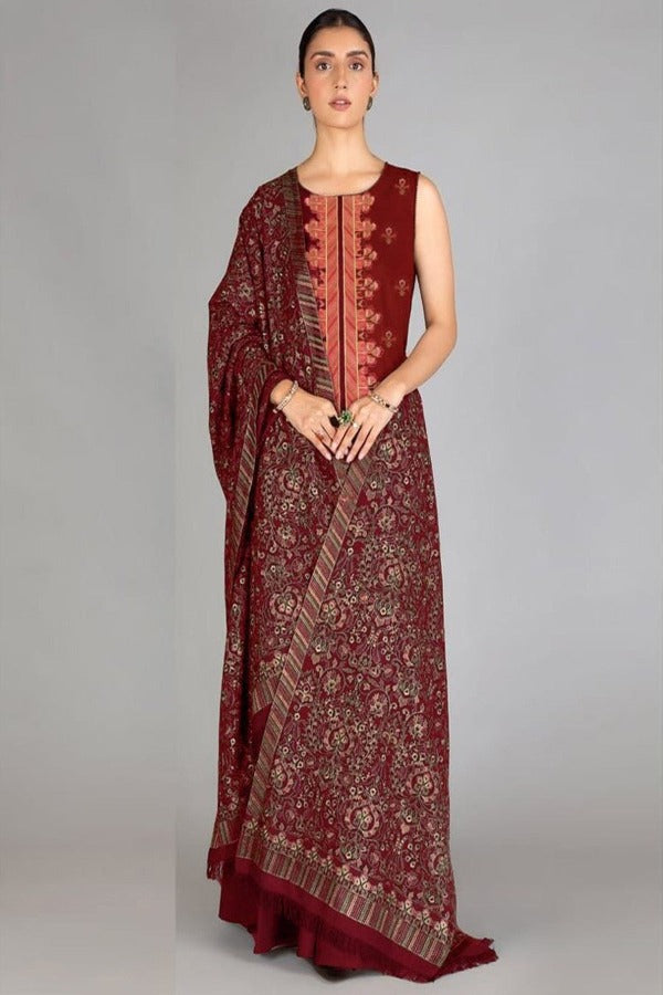 Bareeze karandi Winter Collection Jewels 3 Pieces Unstitched With Karandi Embroidered Shawl