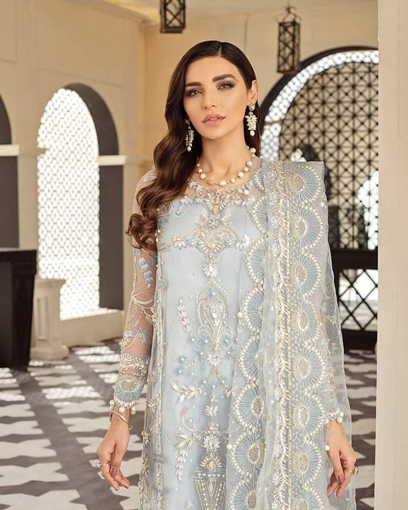 Gulal Layla Embroidered Organza Collection 3 Piece Unstitched Suit D-6
